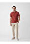 Red Polo Collar Pique Men's T-Shirt - 2