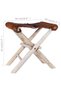 Folding stool, Genuine Leather and solid teak wood - 4