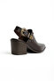 Bitter Brown Matte Leather Buckled Pin Detail Closed Front Open Back Western Cowboy Sandals Shoes - 3