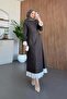 Lace-Detail Denim Dress Brown