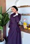 Lace Detailed Denim Dress Plum - 2