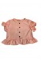Girl's Perforated Buttoned Short Sleeve Blouse and Flared Pants Set - 5