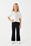 Girl's Perforated Buttoned Short Sleeve Blouse and Flared Pants Set - 2