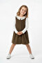 Girl's Lace Collared Corded Fabric Velvet Gilet and Long Sleeve Sweat Set