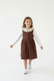 Girl's Lace Collared Corded Fabric Velvet Gilet and Long Sleeve Sweat Set - 3