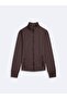Sporty Brown Cardigan with Mock Neck Zippers - 2