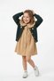 Girl's Floral Embroidered Cardigan and Corded Fabric Velvet Dress Set - 5