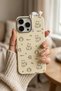 iPhone 14 Pro Max Happy Cat Patterned Silicone Phone Case with 3D Sleeping Cat Figure - 3