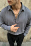 Hive Premium Oversize Men's Light Gray Shirt with Self-Drawn Stripes - 2