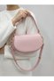 The Moiss Pink Color Oval Faux Leather Women's Hand and Shoulder Bag Bag Si