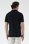 Volfe Men's Black 100% Cotton Collar Detail Piqué Knitted Stretch Fabric Slim Fit Slim Fit Polo Shirt - 7