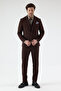 Pique Men's Brown Poly Viscose Fabric Knitted Jacket+Pants+ Vest Set Slim Fit Suit