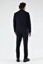 Pique Men's Dark Navy Blue Poly Viscose Fabric Knitted Jacket+Pants+ Vest Set Slim Fit Suit - 8