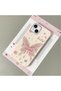 iPhone 15 Compatible Beautiful Butterfly Patterned Leather Textured Phone Case