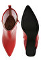 Women Mesh Detail Pointy Ankle Boots in Red - 5