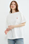 Crew Neck Casual T-Shirt with Heart Accessories - 3