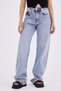 Women's Blue Random Wash Loose Fit Jean Trousers – High Waist Comfortable Fit Wide Leg 100% Cotton Denim - 3