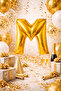Gold "M" Letter Foil Balloon – 100 cm