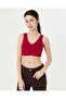 Cherry Red Ecovero ™ Viscose Gathered V-Neck Yoga Bra with Breast Pads - 4