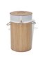 Brown cylindrical Bamboo laundry basket