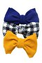 - Mira Assorted Big Ribbon Bow Headband for Babies - Royal Blue, Yellow & Checkered Print