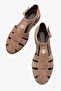 Belivya Women's Genuine Leather Sandals Brown Suede - 3