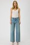 Women's Blue Random Tint Washed Wide Leg Jean Pants – High Waist Loose Leg Long Length 100% Cotton Denim