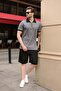 Smoked 100% Cotton Piece Polo Neck Shorts T-Shirt Set E7358 - 5