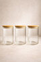 Bamboo Gasketed Borosilicate 1 Liter Round Striped 3-Piece Jar Set Kw-123 - 2