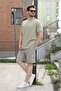 Mint Green 100% Cotton Piece Crew Neck Shorts T-Shirt Set E7359 - 2