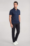 Men's Regular Fit Cotton Short Sleeve Navy Blue Polo Collar T-Shirt - 2