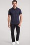 Men's Regular Fit Metallic Logo Detailed Cotton Short Sleeve Navy Blue-Gold Polo Collar T-Shirt