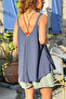 Italian Navy Blue Strappy Y Soft-Textured A-Form Fit Loose D Woven Blouse 65 50 - 2