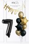 Black Gold Theme Birthday Balloon Set with Black Number Balloons and Banner Set238