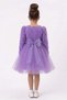 Tü Tulle Ü Long Sleeve Rose Buckled Girls Party Dress Lila - 3