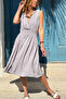 Italian Gray K Double-Breasted Collar Shoulder B Ruched Y Soft-Textured Elastic Waist D Woven Dress 110 35 - 4