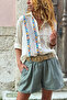 Beige Ethnic Embroidered Cotton Piece Casual Woven Shirt 65 45 - 4
