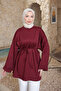 Burgundy Stone Detailed Slit Oversized Tunic
