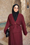 Burgundy Bat Sleeve Jacket and Skirt Set - 3