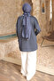Anthracite Striped Woven Modal Paneled Tunic - 3