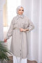 غطاء جابريا مزدوج بجيوب بحزام خصر حجري - 3