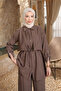 Dark Mink Front Allerli Tunic with Epaulettes and Trousers Modal Set - 3