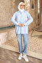 Baby Blue Buttoned Front Detailed Tunic in Terry Cotton - 3