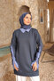 Anthracite Striped Woven Modal Paneled Tunic - 2