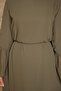 Khaki Bel Tie-Detail Layered Chiffon Dress - 2
