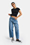 Women's Blue Color 4s6-4 Carrot Fit Relaxed Cut Inseam 67 cm 100% Cotton Denim Jeans - 6