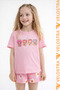 Girl's Fruity Teddy Bear Printed Oversized Comfortable Daily Use Combed Cotton T-Shirt