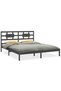 Bed frame, gray, 200x200 cm, solid wood - 2