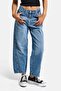 Women's Blue Color 4s6-4 Carrot Fit Relaxed Cut Inseam 67 cm 100% Cotton Denim Jeans - 2