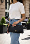 Women's Black Quilted Portfolio Clutch Bag Stylish with Wrist Strap Clutch Bag - 4
